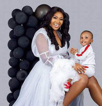 Lilian Esoro & Son Stun In Solo Family Photo For Christmas