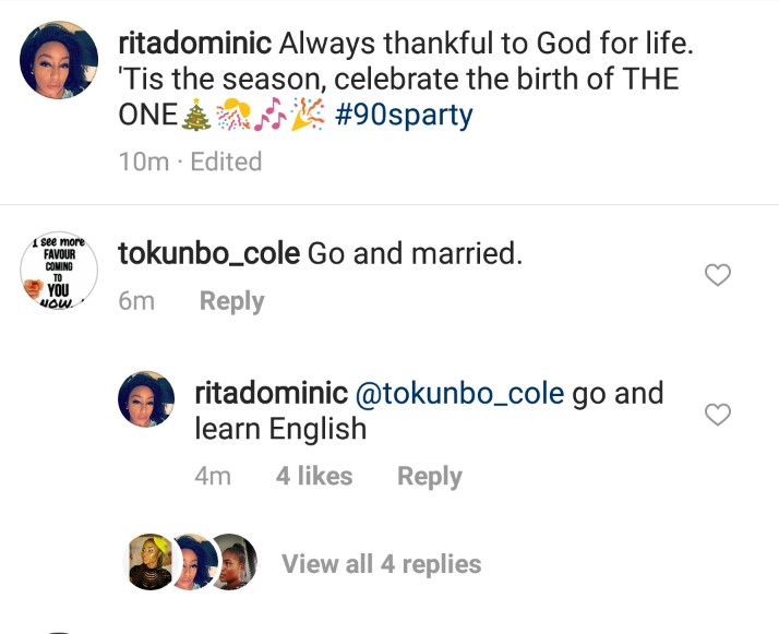 Rita Dominic’s Reply To Follower Who Told Her To ‘Go And Marry’ Is Epic