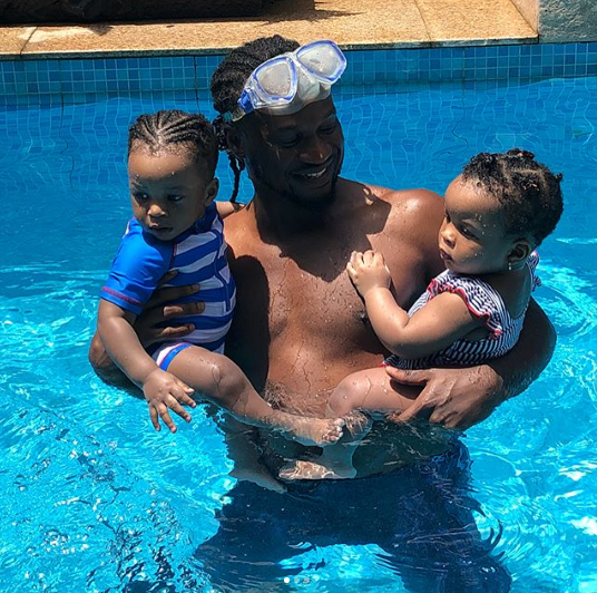 Paul Okoye And His Twins Are Adorable Together As They have Fun In A Pool
