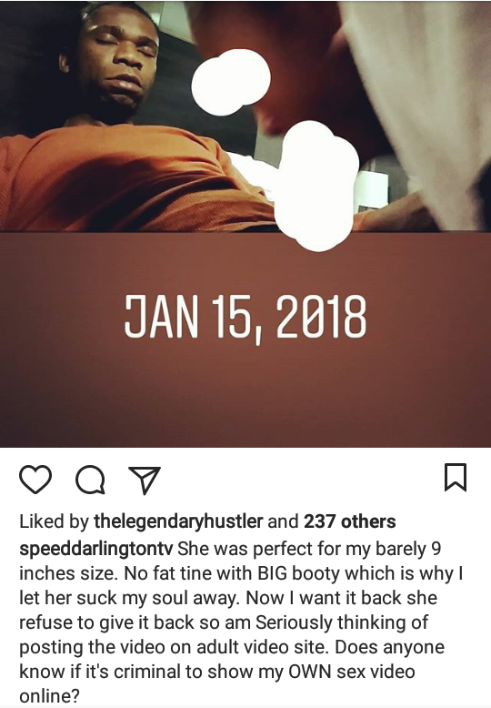 This Is Why Speed Darlington Is Interested His Own Sex Video