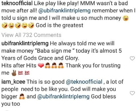 Tekno Shows Nothing But Love For The Man Who Gave Him A Chance, Ubi Franklin