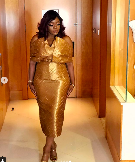 Bisola Aiyeola Is A Glitering Diamond In Lovely Gold Dress