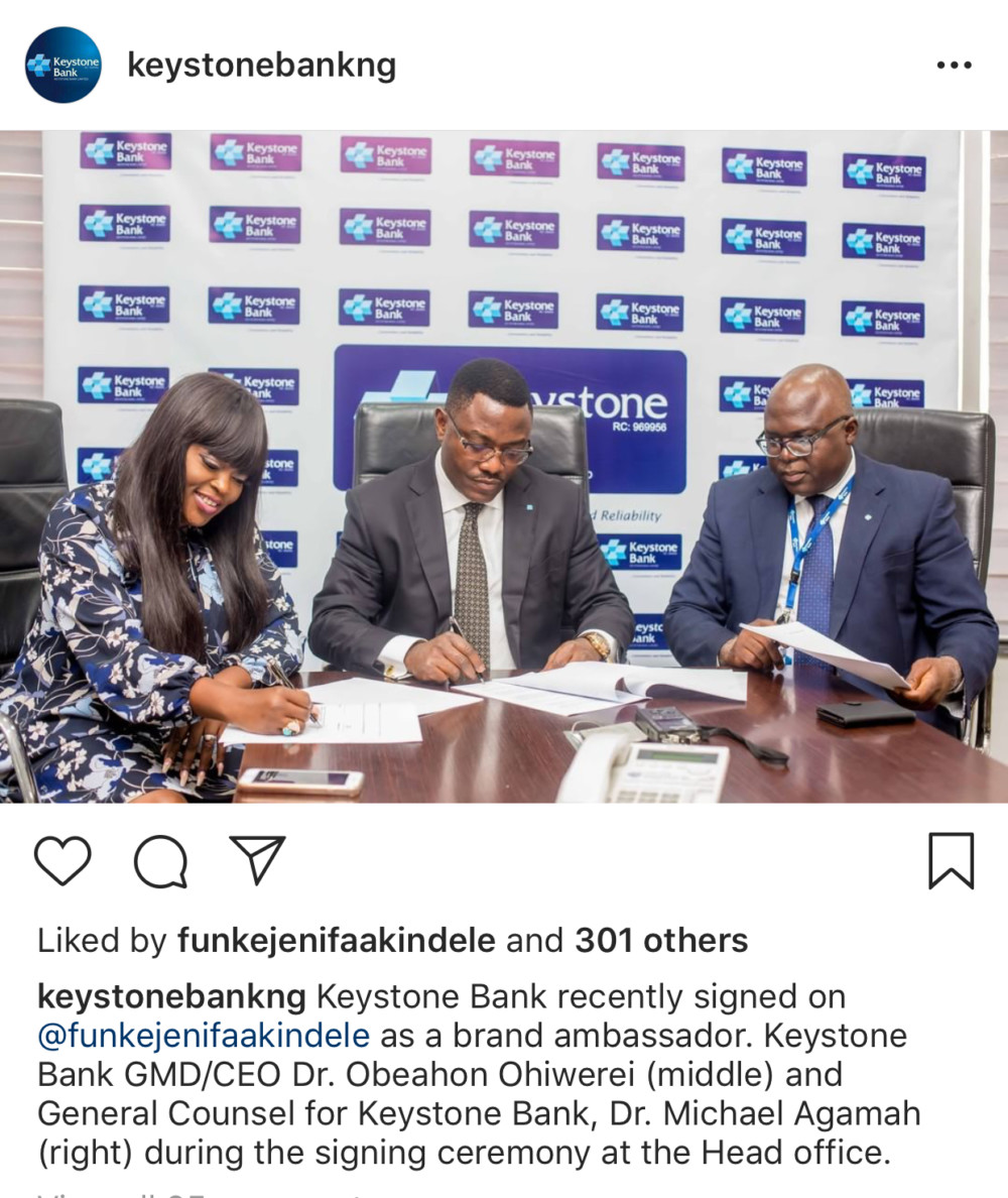 Funke Akindele Signs Endorsement Deal With Keystone Bank