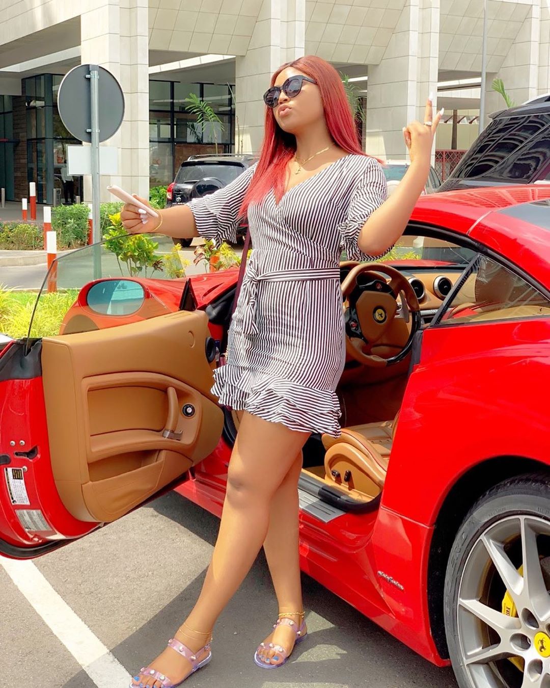 Regina Daniels Causes Uproar On Social Media With Husband’s Customized Ferrari