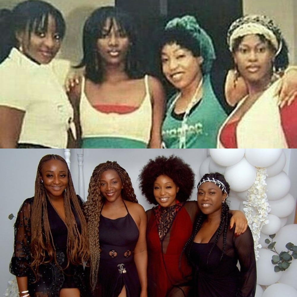 Ini Edo, Genevieve Nnaji, Rita Dominic And Uche Jombo Recreate Old Group Photo From ‘Girls Cot’