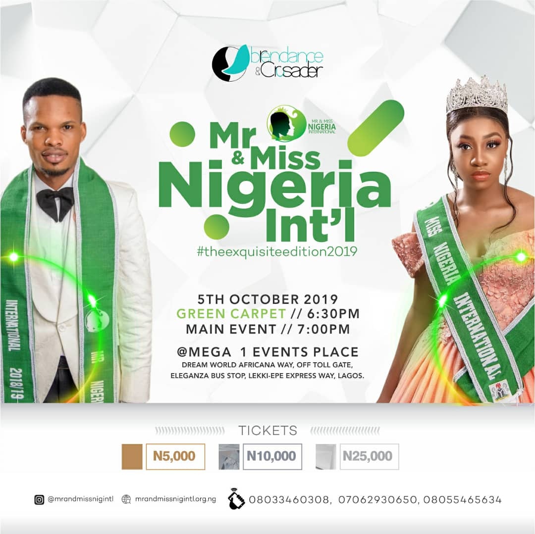 Events: MR AND MISS NIGERIA INTERNATIONAL” #theexquisteedition2019