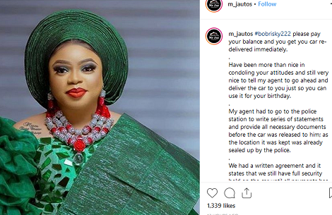 More trouble for Bobrisky as auto dealer calls him out over fake surprise car gift from Bae
