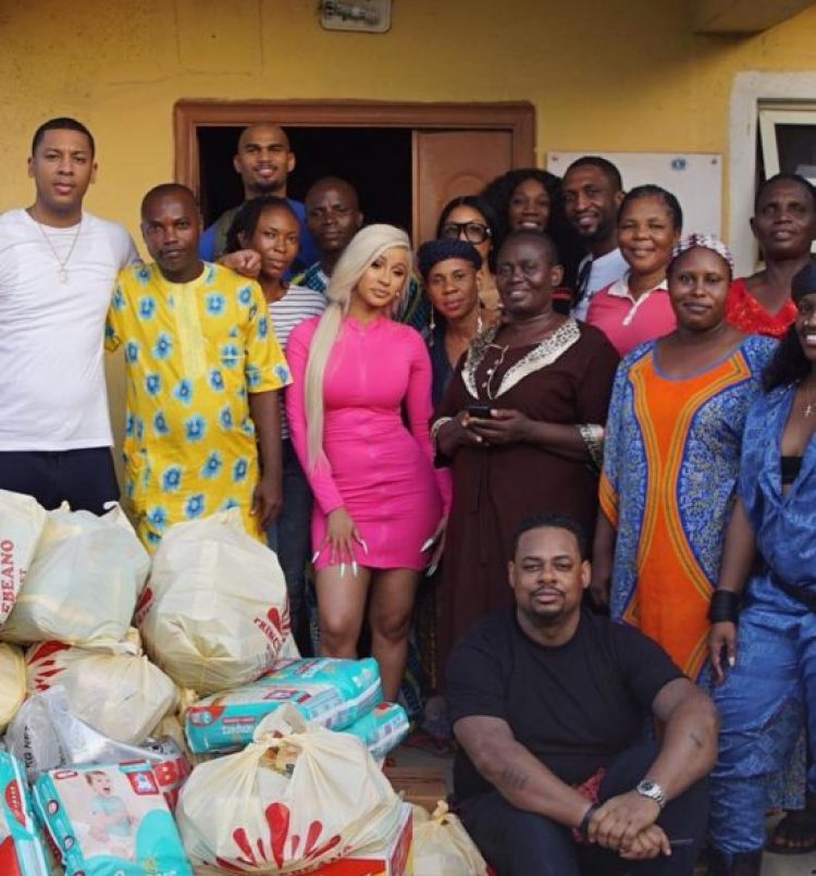 Cardi B visits Lekki motherless home with tons of gifts