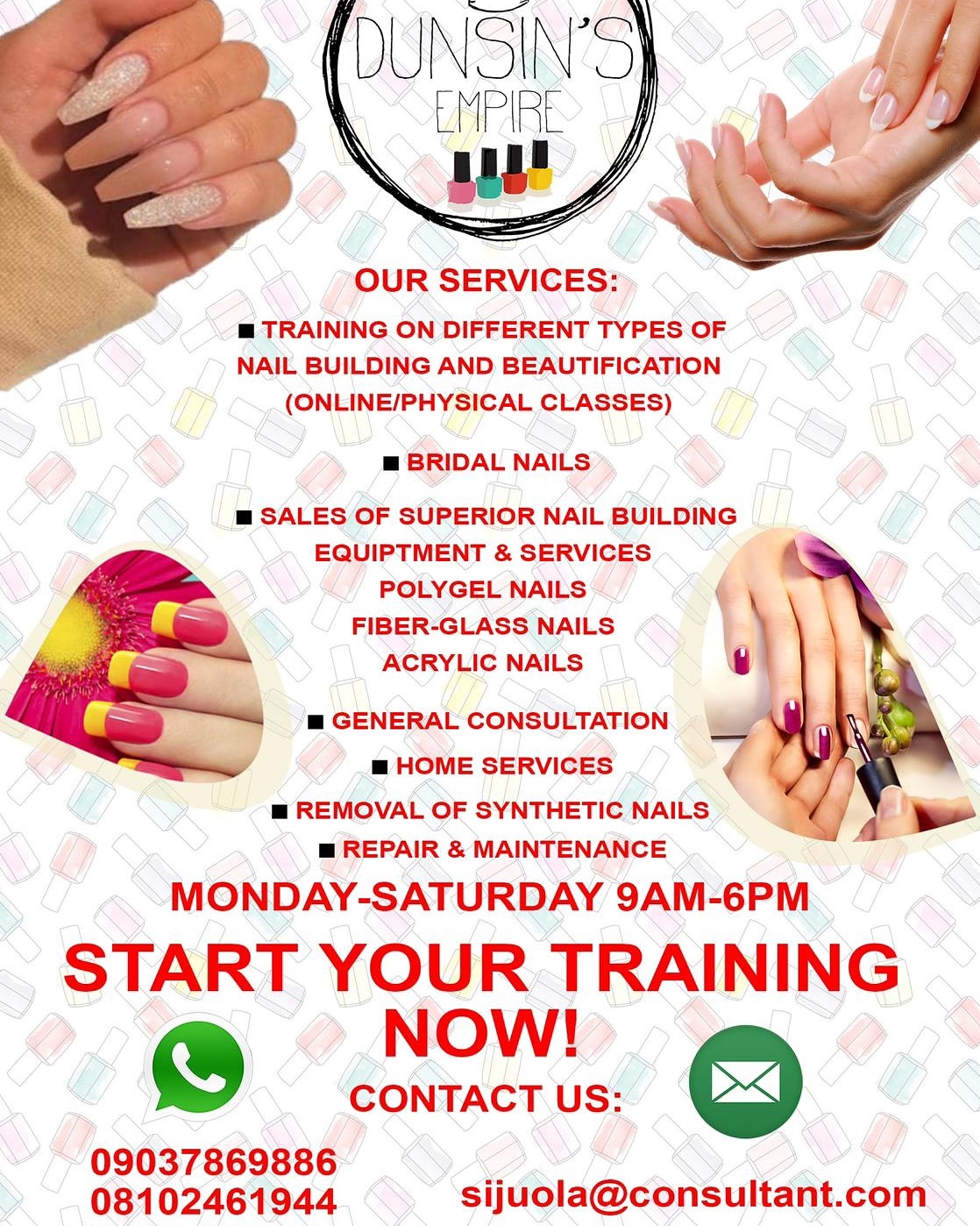 DJBADS: Dunsin’s Empire Nail Art Training in Progress | Register Now!