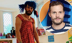 Actor Jamie Dornan looks unrecognisable in female outfit after playing dress up with his daughters