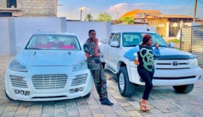 Actor Adedimeji Lateef and Actress Adebimpe Oyebade show off their new whips