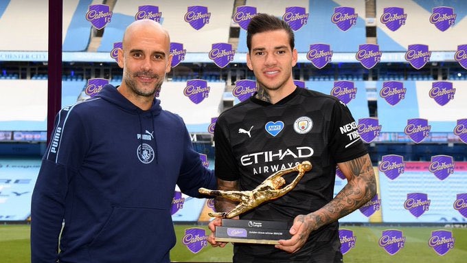 Manchester City goalkeeper, Ederson Moraes wins the Premier League Golden Glove for the second season in a row