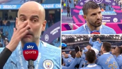 Footballer, Sergio Aguero’s dad accuses Pep Guardiola faking tears over his son’s exit from Man City