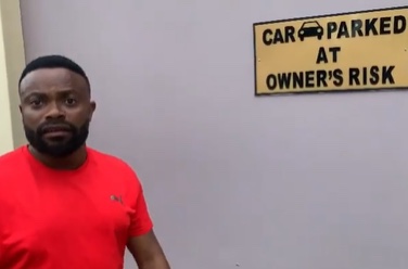 Comic actor, Okon Lagos, tackles hotels who paste ”Cars parked at owners risk” signage in their premises