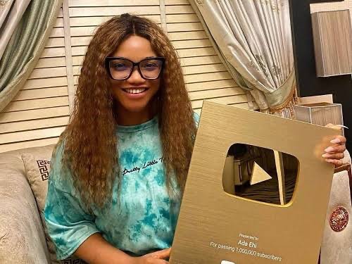 Gospel singer, Ada Ehi surpasses One million subscribers, receives YouTube gold plaque