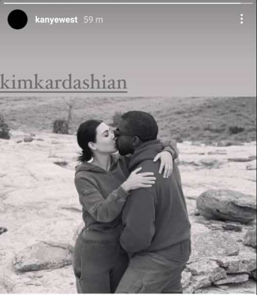 Kanye West shares kissing photo with Kim Kardashian and tags her to an article saying that ‘God will bring them back together’