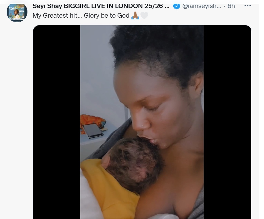 Seyi Shay welcomes her first child.