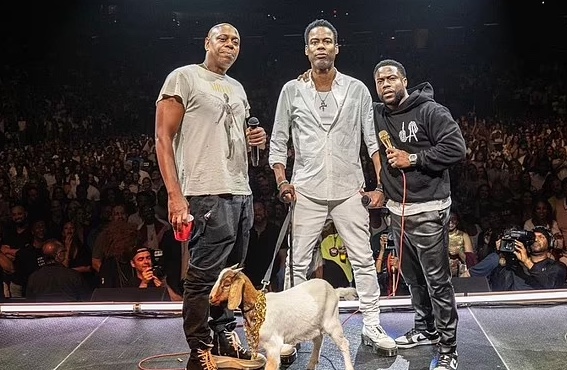Kevin Hart Gifts Chris Rock A GOAT Called Will Smith Live On Stage