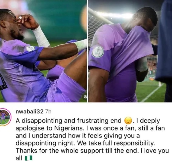 Super Eagles goalkeeper, Stanley Nwabili apologises to Nigerians