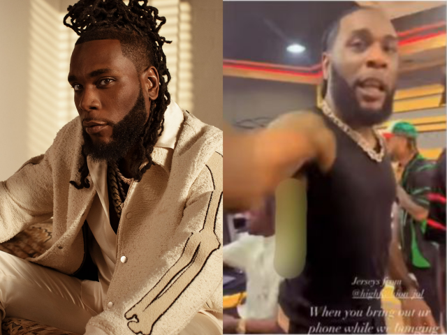 Burna Boy smashes an individual’s phone trying to record him