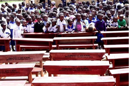 BB Naija 2017 Winner “Efe” Gives Back To The Society as he donated desks to two primary schools in Jos.