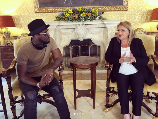 Photos From Peter Okoye’s Meeting With The President Of Malta, Marie-Louise Coleiro Preca