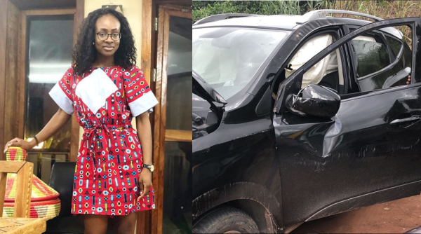 BBNaija’s Anto Survives Car Crash, Shows Off Her Wrecked Car