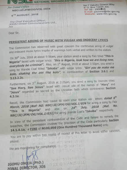 NBC Fines Radio Station For Playing Falz’s “This Is Nigeria”