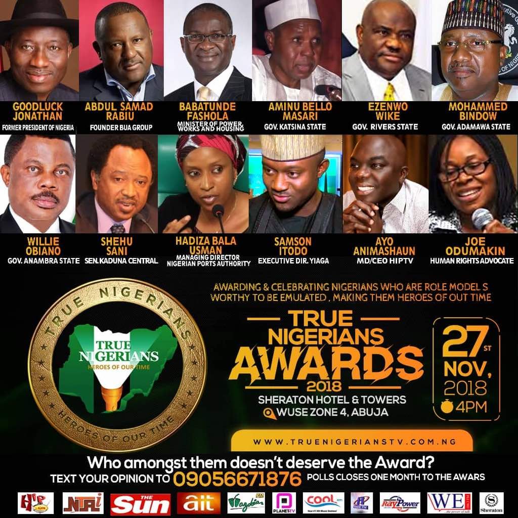 True Nigerians Awards 2018 set to reward legacies & heroes of our time.