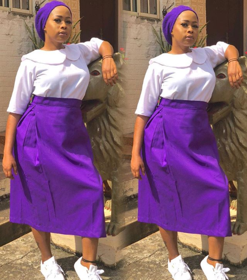 Alaafin Of Oyo’s Youngest Wife, Queen Ola Visits Almamater Dressed In School Uniform