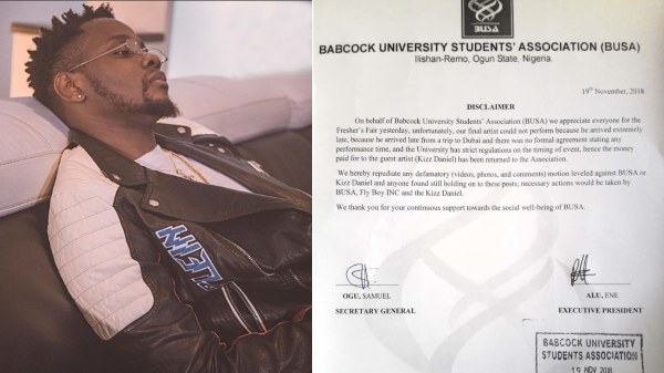 Kizz Daniel Makes Refund To Babcock Students