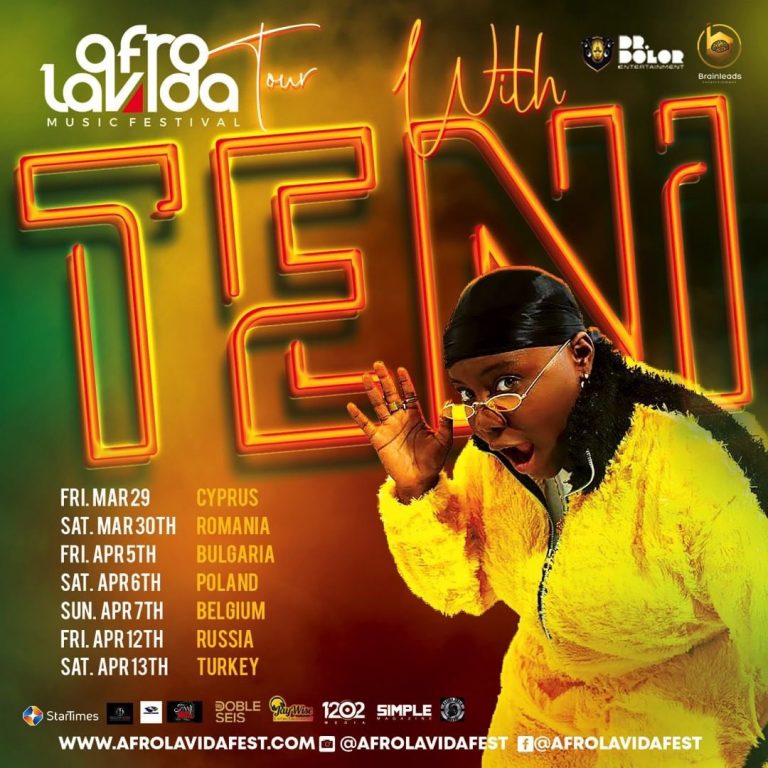 Teni set to hit over 10Countries with Afrolavida Music Festival