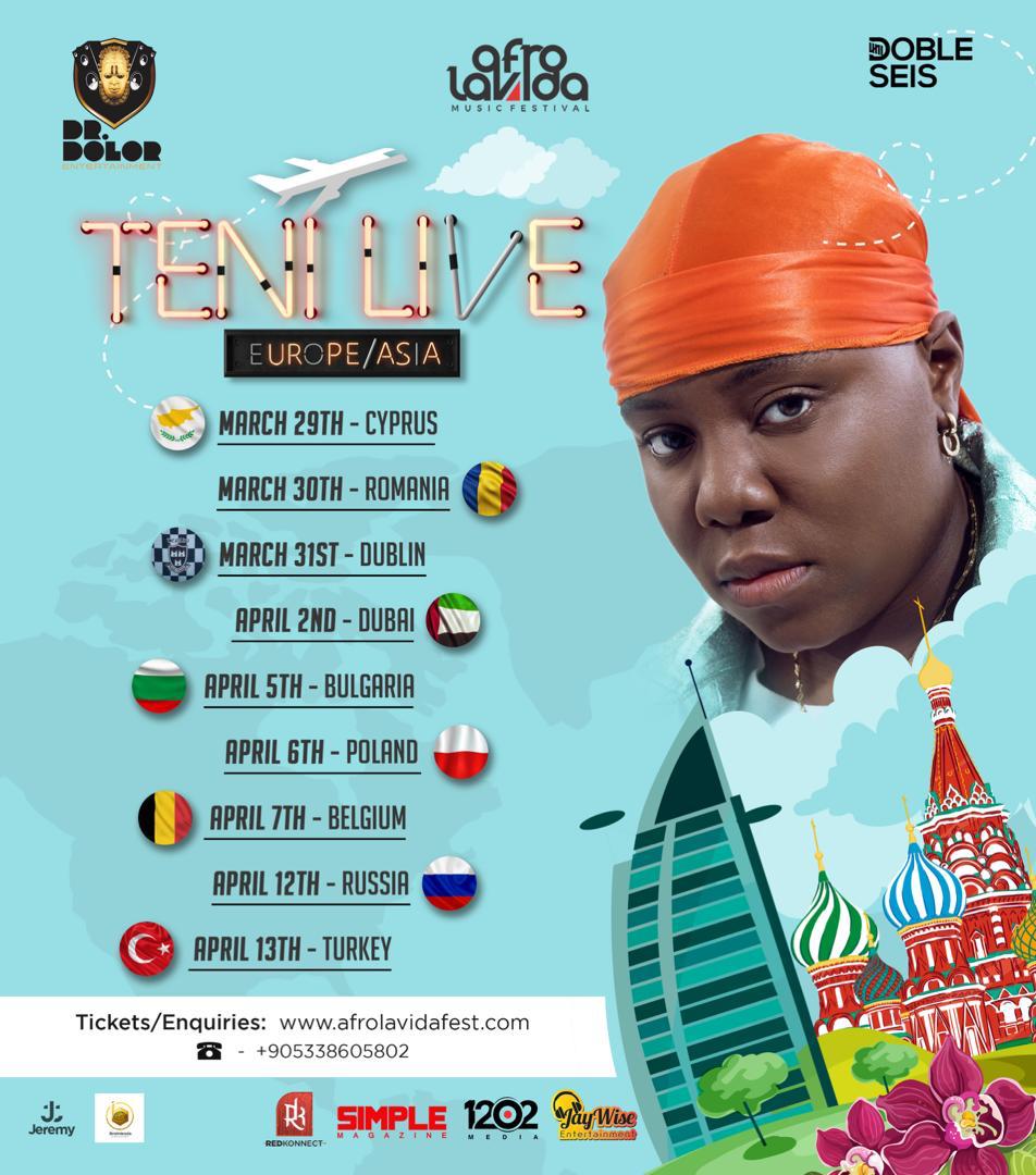 TENI ANNOUNCE DATES FOR HER EUROPE TOUR WITH AFROLAVIDA
