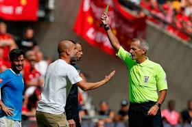 Pep Guardiola becomes first Premier League manager to be shown yellow card