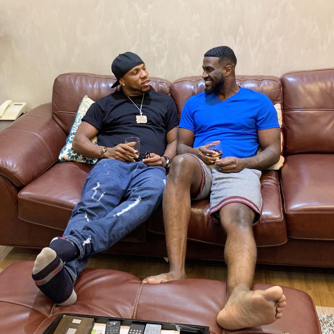 Charles Okocha and Peter Okoye record a comic video