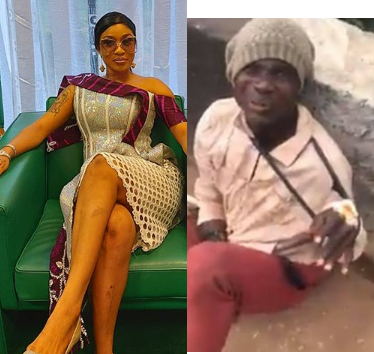 Tonto Dikeh condemns those filmed beating a fake beggar; blames the government for his condition