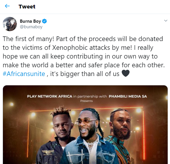 Xenophobia: Burna Boy confirms he’ll perform in South Africa this month