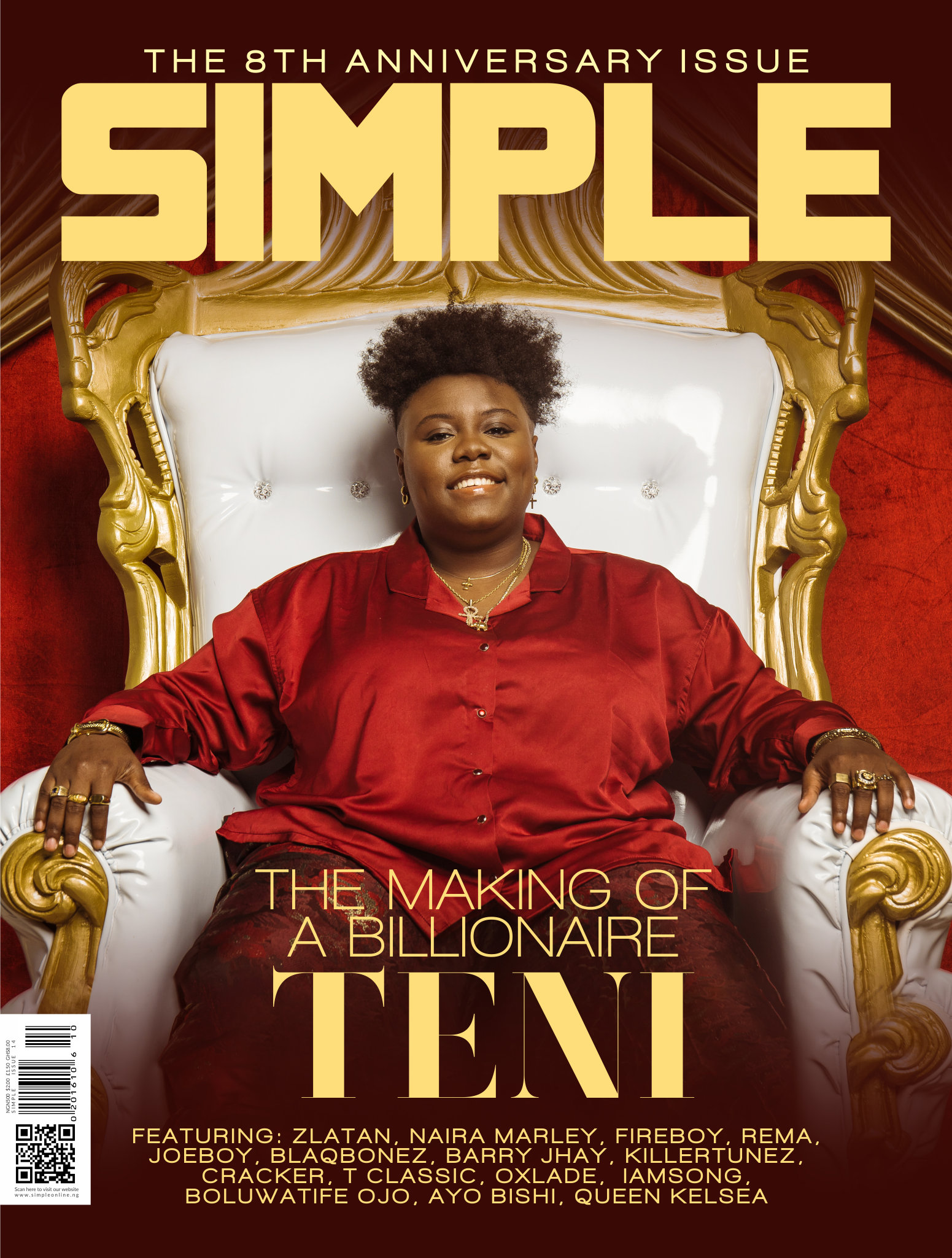 THE MAKING OF A BILLIONAIRE. TENI COVERS SIMPLE MAGAZINE 8TH ANNIVERSARY ISSUE