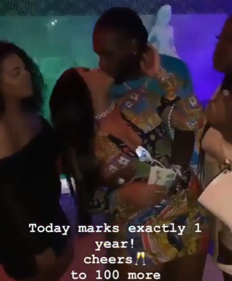 Burna Boy and Stefflon Don share a kiss as they celebrate their one year anniversary (video)