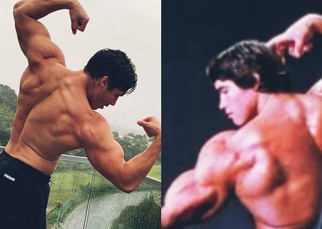 Arnold Schwarzenegger’s son follows in his father’s footsteps as he shows off muscular physique