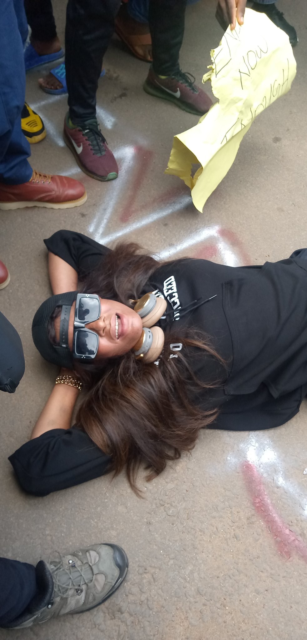 Angela Okorie leads a peaceful #EndSars #EndSwat protest in Ebonyi