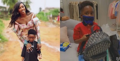 Tiwa Savage spends N743k on Christian Dior backpack for son
