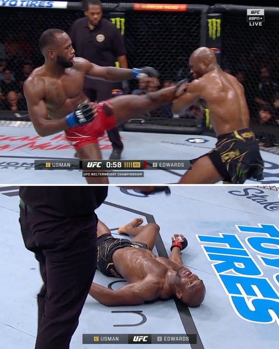 Leon Edwards becomes Britain’s second ever UFC champion after knocking out Nigeria’s Kamaru Usman with superb kick (video)