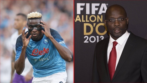 Liberia’s President George Weah congratulates Osimhen