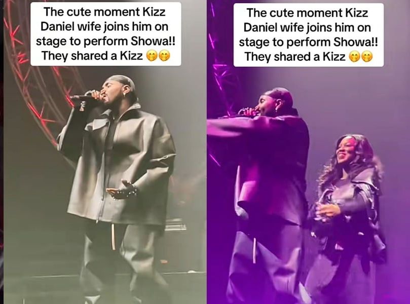 Kizz Daniel & wife kiss on stage