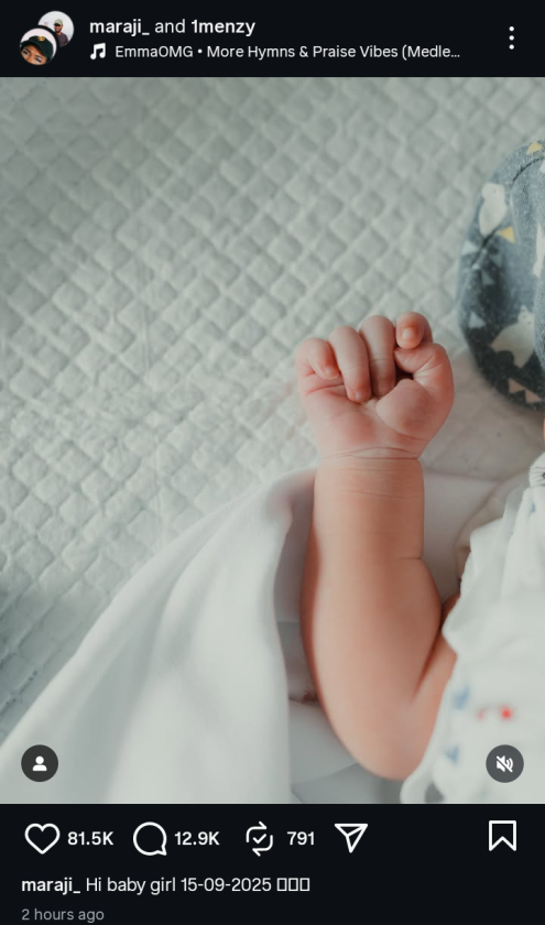 Skitmaker, Maraji welcomes 3rd child