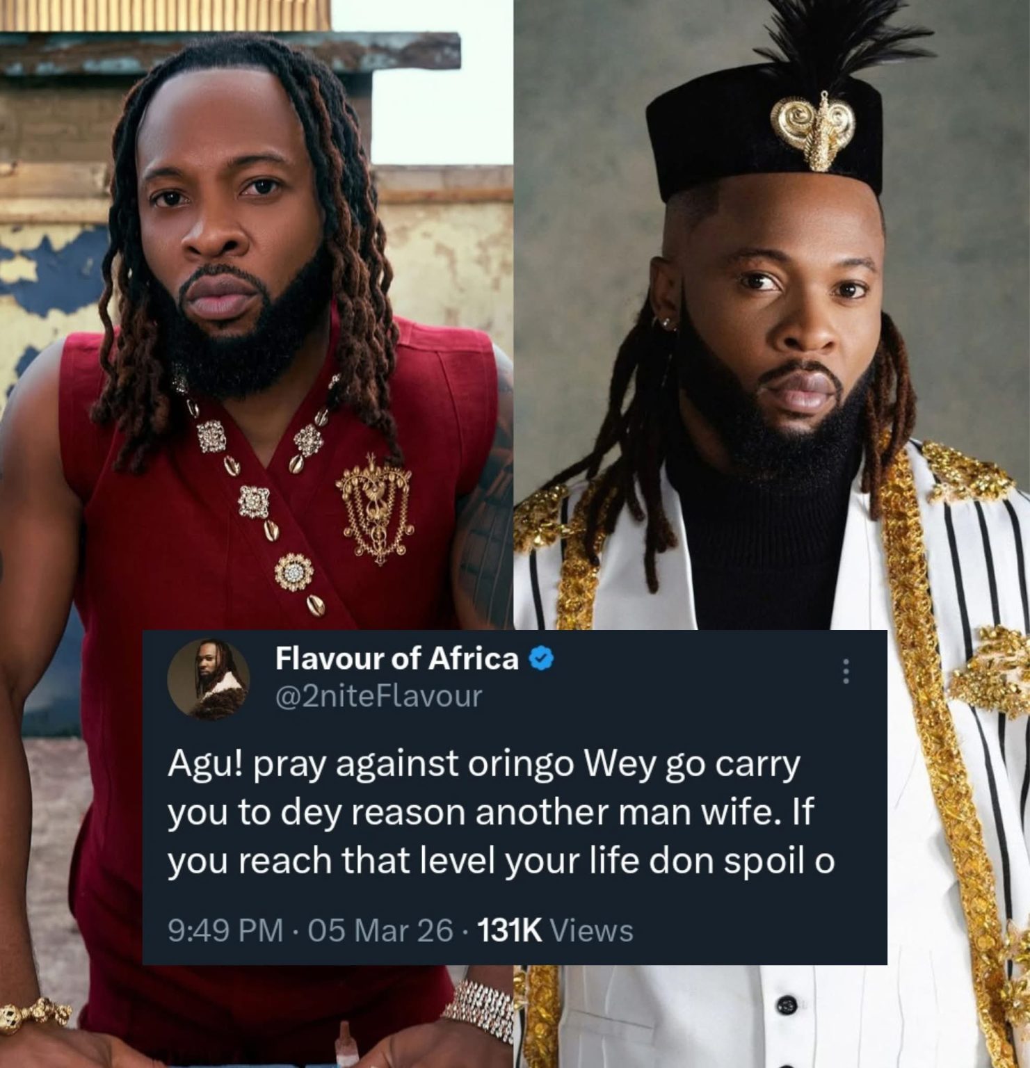Pursuing another man’s wife fit ruin your life – Flavour