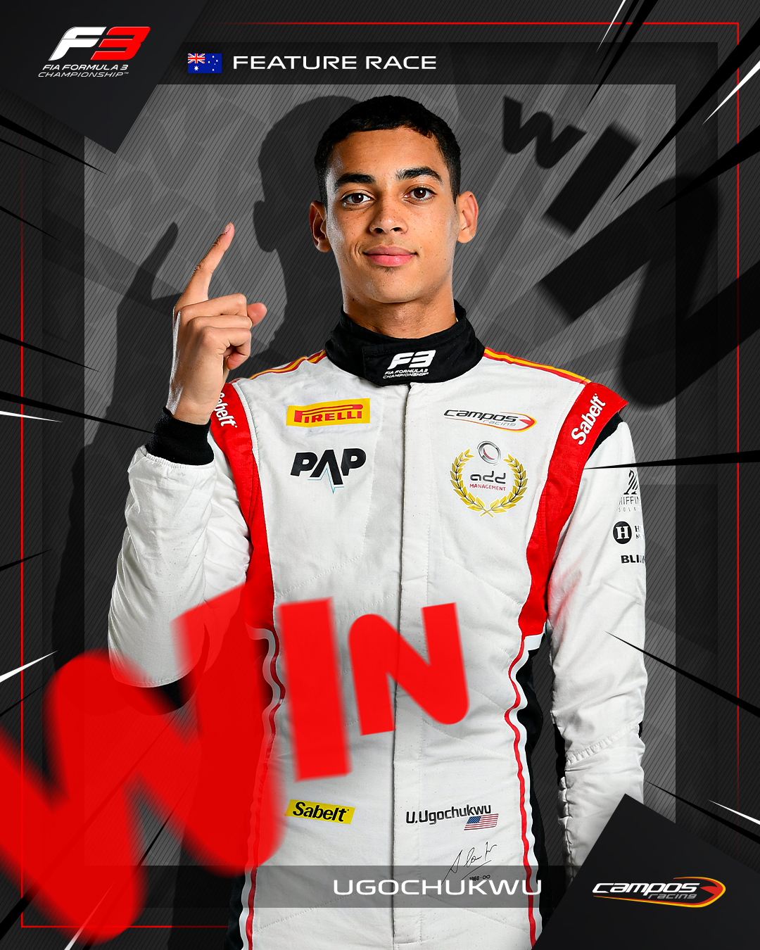 Nigerian-born Ugo Ugochukwu wins FIA Formula 3 in Melbourne