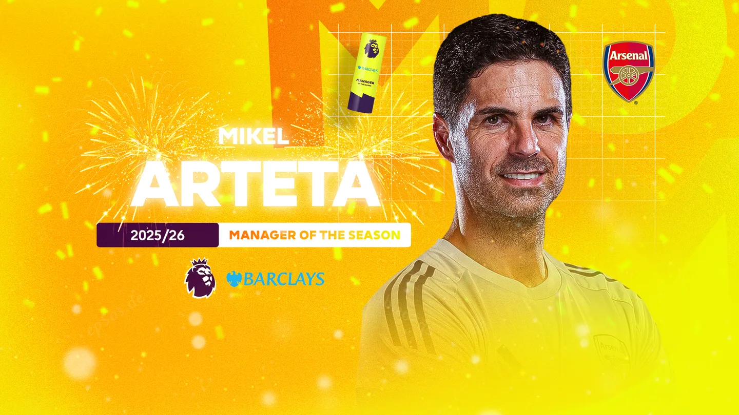 Arsenal coach Mikel Arteta named Premier League Manager of the Season after leading Gunners to first title in 22 years