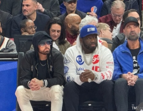 Eminem and 50 Cent spotted together at NBA playoff game